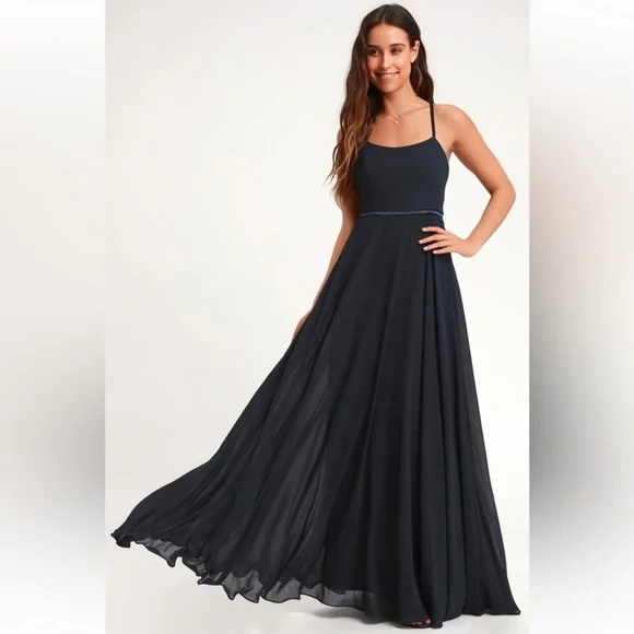 Lulu's Navy Blue Maxi Dress - Picture 3 of 8